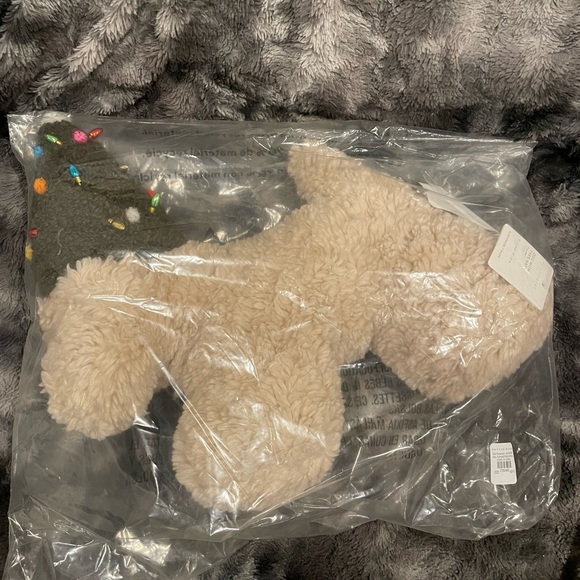 NWT Pottery Barn Dog With Christmas Tree Hat Shaped Pillow - Picture 1 of 7